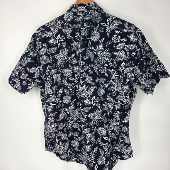 Polo‎ Ralph Lauren Men's Short Sleeve Button Down Blue White Floral Slim Fit XL - Picture 3 of 7